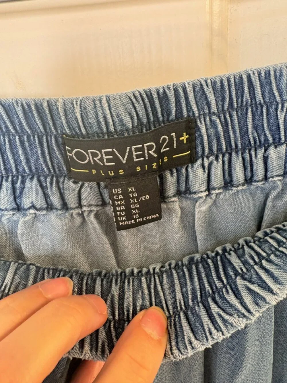 Forever 21 Plus Blue Denim Chambray Skater Skirt Boho Western Size XL